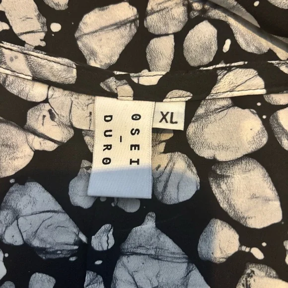 Osei Duro Black & White Printed Silk Shift Dress - Picture 4 of 6